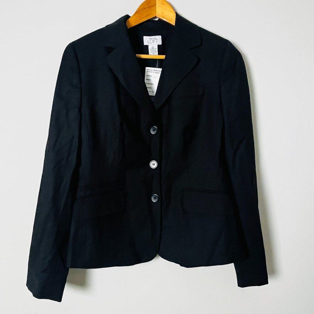 2/$30 Ann Taylor LOFT Black Red Pinstripe Wool Blazer 2